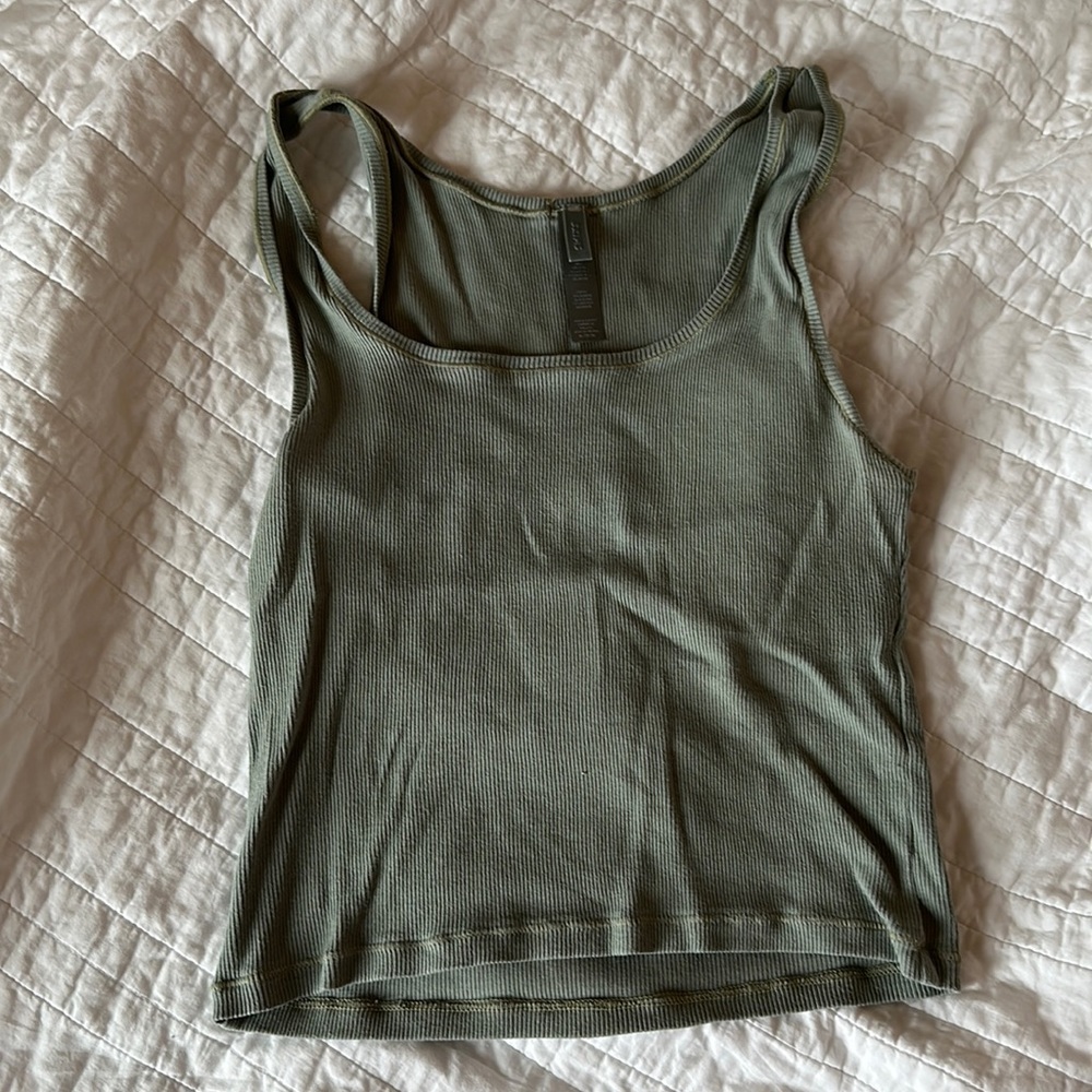 Skims Cotton Rib Tank Top in Mineral  - size XL